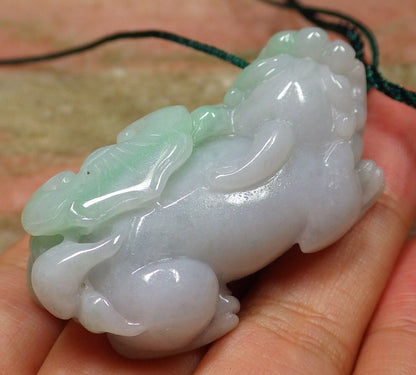 Certified Hand Carved Green Natural Myanmar Burma A Jade jadeite Dragon Pi Xiu Coin Pendant Necklace