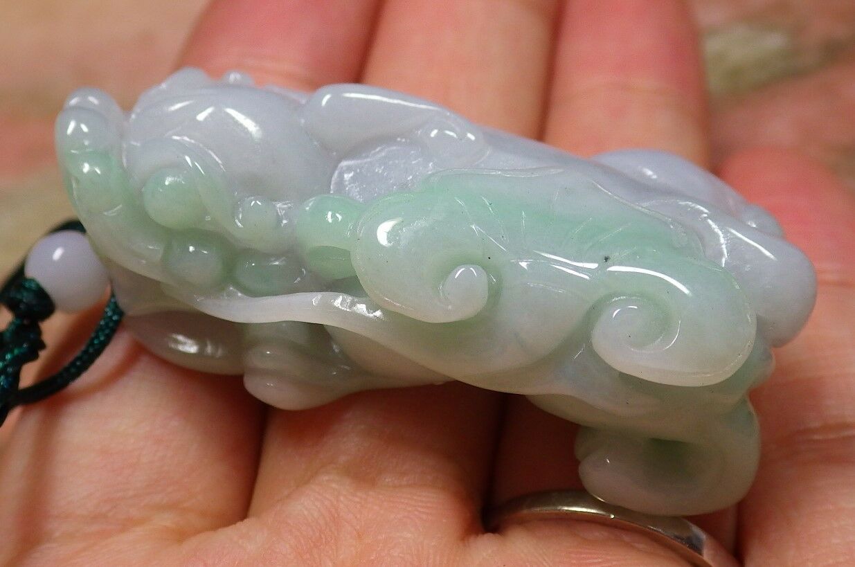 Certified Hand Carved Green Natural Myanmar Burma A Jade jadeite Dragon Pi Xiu Coin Pendant Necklace