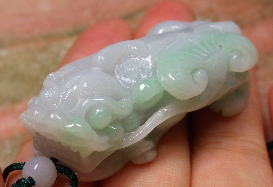 Certified Hand Carved Green Natural Myanmar Burma A Jade jadeite Dragon Pi Xiu Coin Pendant Necklace