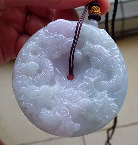 Certified Hand Carved Lavender Natural Myanmar Burma 100% A Jade jadeite 9 Dragon Spit Bead Pendant Necklace