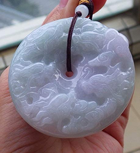 Certified Hand Carved Lavender Natural Myanmar Burma 100% A Jade jadeite 9 Dragon Spit Bead Pendant Necklace