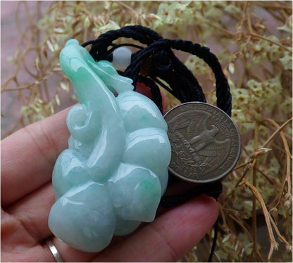 Certified Hand Carved Green Natural Myanmar Burma A Jade jadeite Frog Toad Spider Lotus Flower Pendant Necklace