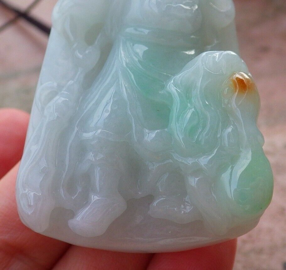 Certified Hand Carved Green Natural Myanmar Burma A Jade jadeite Guan Gong God Dragon Pendant Necklace