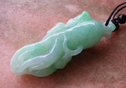 Certified Hand Carved Green Natural Myanmar Burma A Jade jadeite Dragon Pi Xiu Ginseng Pendant Necklace