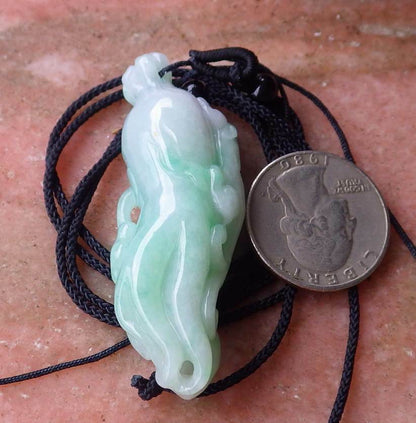 Certified Hand Carved Green Natural Myanmar Burma A Jade jadeite Dragon Pi Xiu Ginseng Pendant Necklace