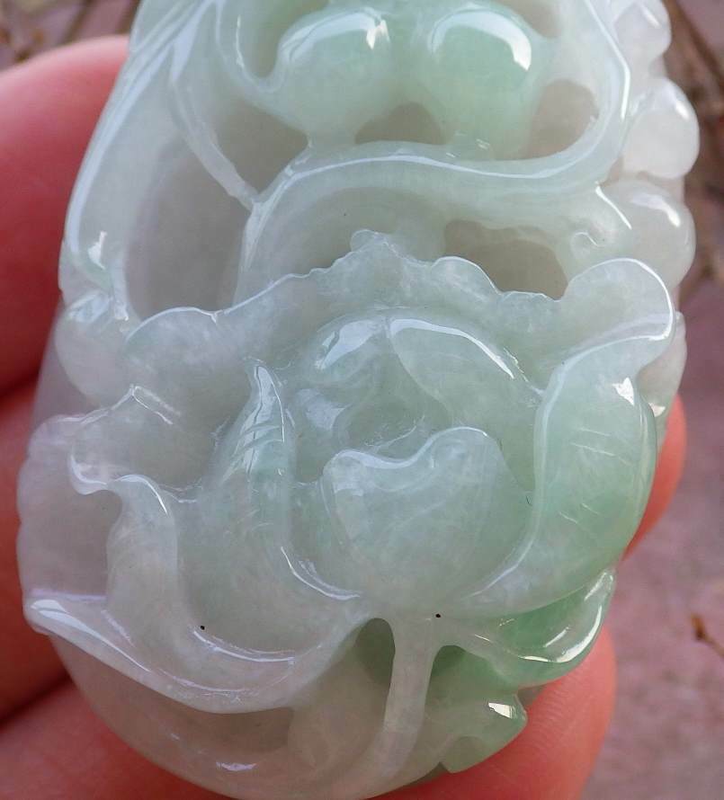 Certified Hand Carved Green Natural Myanmar Burma A Jade jadeite Phoenix Rose Flower Pendant Necklace