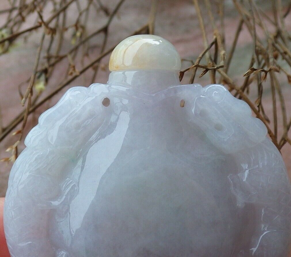 Certified Hand Carved Lavender Natural Myanmar Burma A Jade jadeite Display Dragon Snuff Bottle