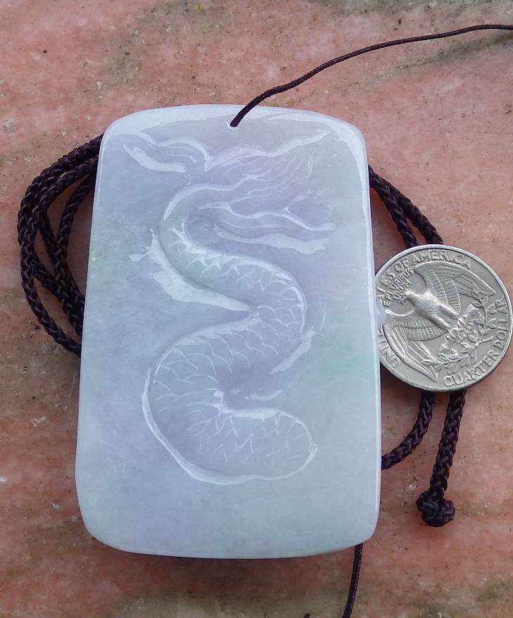 Certified Hand Carved Natural Myanmar Burma A Jade jadeite Dragon Ruyi Lucky Amulet Pendant Necklace