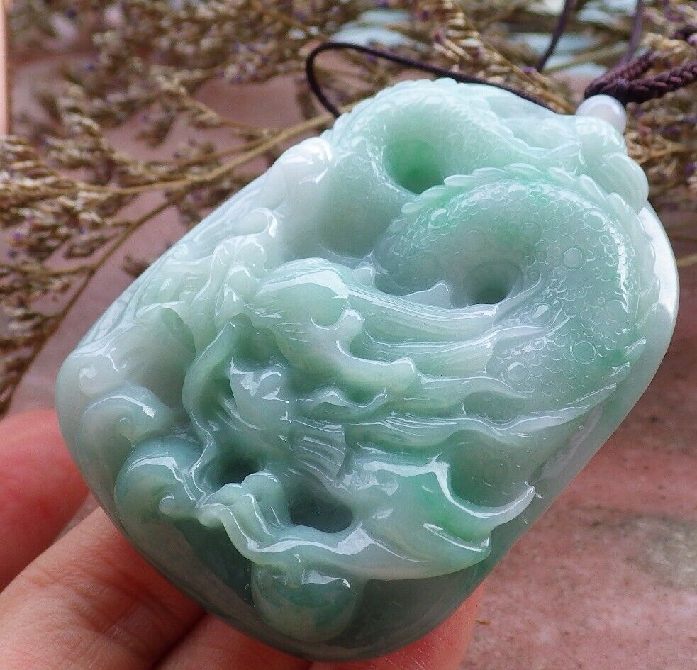 Certified Hand Carved Green Natural Myanmar Burma A Jade Jadeite Dragon Turtle Chop Seal Display