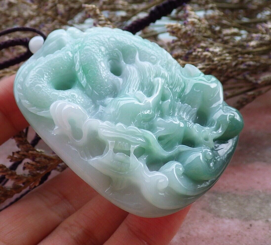 Certified Hand Carved Green Natural Myanmar Burma A Jade Jadeite Dragon Turtle Chop Seal Display