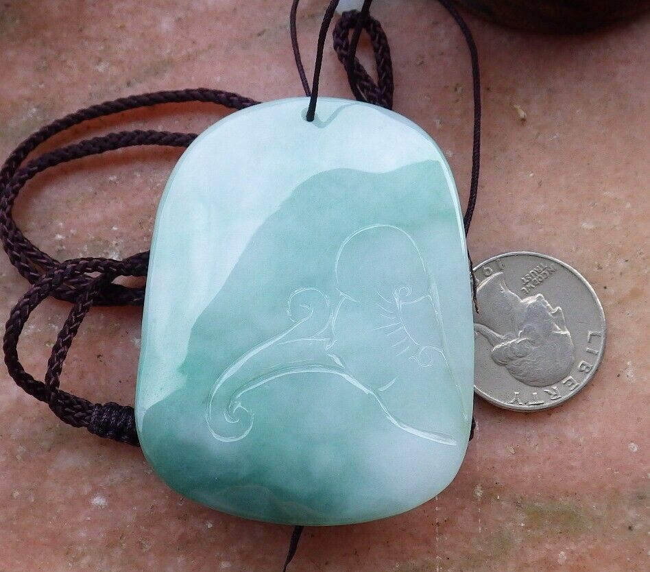 Certified Hand Carved Green Natural Myanmar Burma A Jade Jadeite Dragon Turtle Chop Seal Display