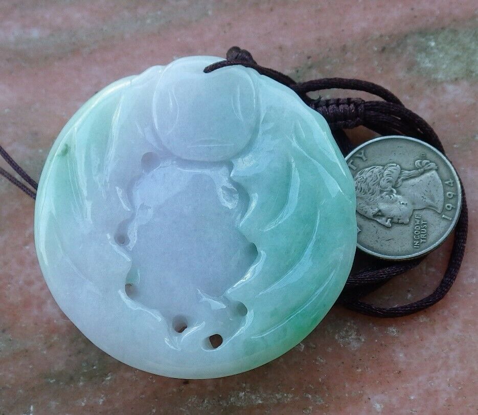 Certified Hand Carved Green 100% Natural Myanmar Burma A Jade Jadeite Ruyi Fly Elephant Pendant Necklace