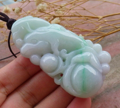 Certified Hand Carved Green Natural Myanmar Burma A Jade jadeite Dolphin Fish Bat Pendant Necklace