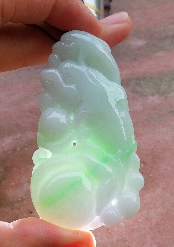 Certified Hand Carved Green Natural Myanmar Burma A Jade jadeite Dolphin Fish Bat Pendant Necklace