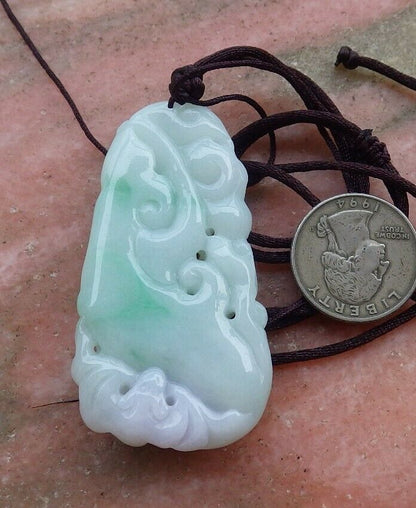 Certified Hand Carved Green Natural Myanmar Burma A Jade jadeite Dolphin Fish Bat Pendant Necklace