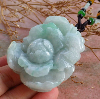 Certified Hand Carved Green Natural Myanmar Burma Grade A Jade jadeite Phoenix Bird Flower Pendant Necklace