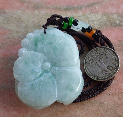 Certified Hand Carved Green Natural Myanmar Burma Grade A Jade jadeite Phoenix Bird Flower Pendant Necklace