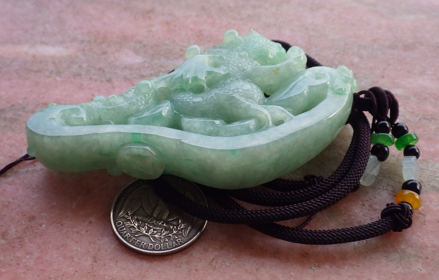 Certified Hand Carved Natural Myanmar Burma A Jade jadeite Display Flying Dragon Pendant Necklace