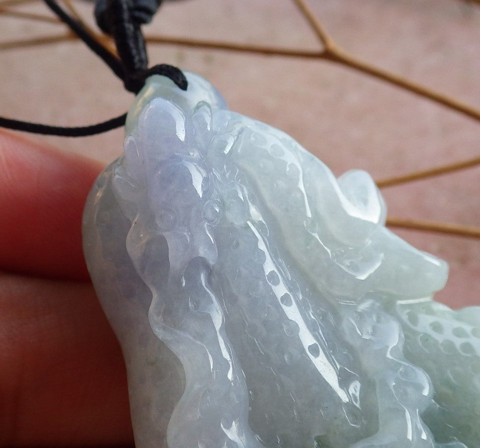 Certified Hand Carved Green Natural Myanmar Burma A Jade jadeite Lotus Flower Spider Cabbage Pendant Necklace