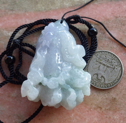 Certified Hand Carved Green Natural Myanmar Burma A Jade jadeite Lotus Flower Spider Cabbage Pendant Necklace