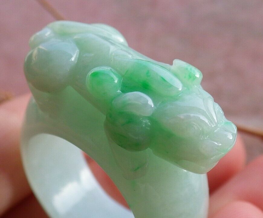 Certified Hand Carved Green Natural Myanmar Burma A JADE Jadeite Dragon Pi Xiu Ring US 9.75