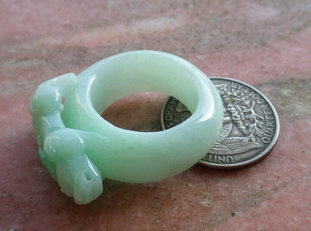 Certified Hand Carved Green Natural Myanmar Burma A JADE Jadeite Dragon Pi Xiu Ring US 9.75