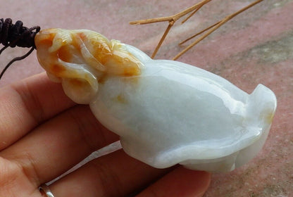 Certified Hand Carved Natural Burma 100% A Jade jadeite Sea Shell Fish Lucky Amulet Pendant Necklace