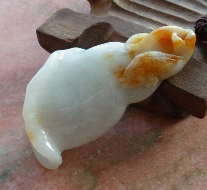 Certified Hand Carved Natural Burma 100% A Jade jadeite Sea Shell Fish Lucky Amulet Pendant Necklace