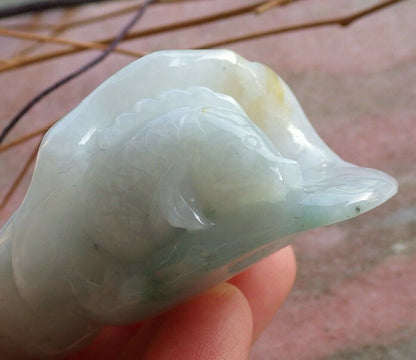 Certified Hand Carved Natural Burma 100% A Jade jadeite Sea Shell Fish Lucky Amulet Pendant Necklace