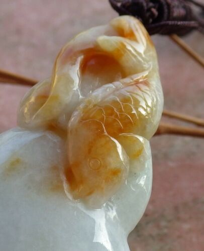 Certified Hand Carved Natural Burma 100% A Jade jadeite Sea Shell Fish Lucky Amulet Pendant Necklace