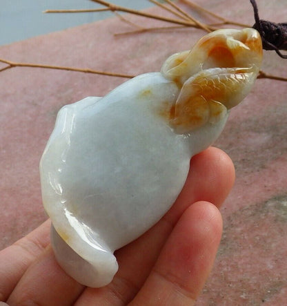 Certified Hand Carved Natural Burma 100% A Jade jadeite Sea Shell Fish Lucky Amulet Pendant Necklace