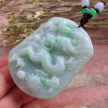 Certified Green Natural Burma A Jade jadeite Pendant Dragon Spit Bead Pendant Necklace