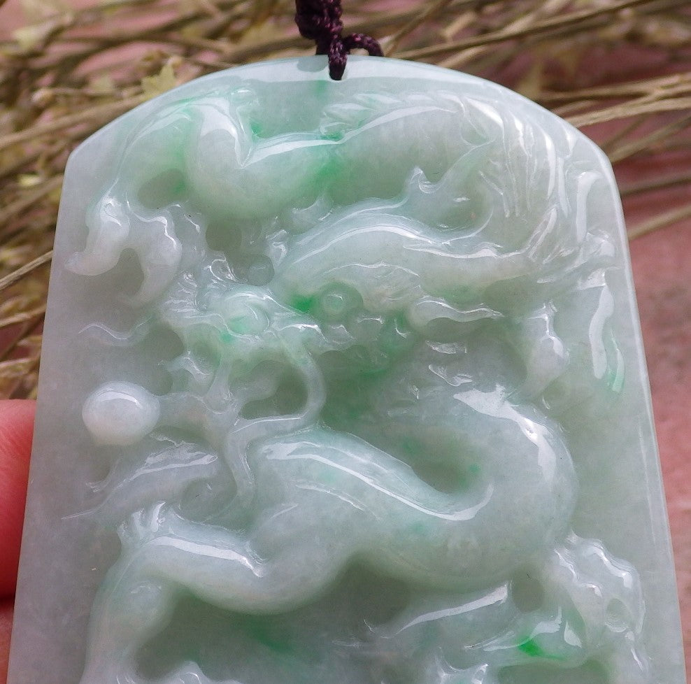 Certified Green Natural Burma A Jade jadeite Pendant Dragon Spit Bead Pendant Necklace