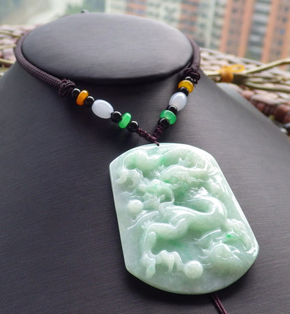 Certified Green Natural Burma A Jade jadeite Pendant Dragon Spit Bead Pendant Necklace