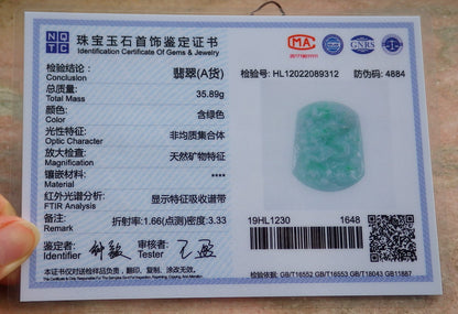 Certified Green Natural Burma A Jade jadeite Pendant Dragon Spit Bead Pendant Necklace