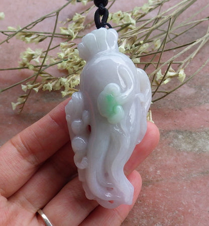 Certified Hand Carved Lavender Natural Myanmar Burma A Jade jadeite Dragon Pi Xiu Ginseng Pendant Necklace