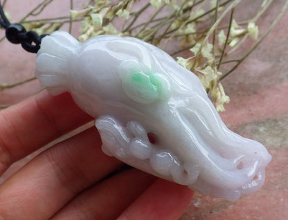 Certified Hand Carved Lavender Natural Myanmar Burma A Jade jadeite Dragon Pi Xiu Ginseng Pendant Necklace