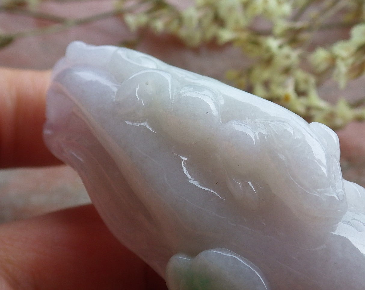 Certified Hand Carved Lavender Natural Myanmar Burma A Jade jadeite Dragon Pi Xiu Ginseng Pendant Necklace