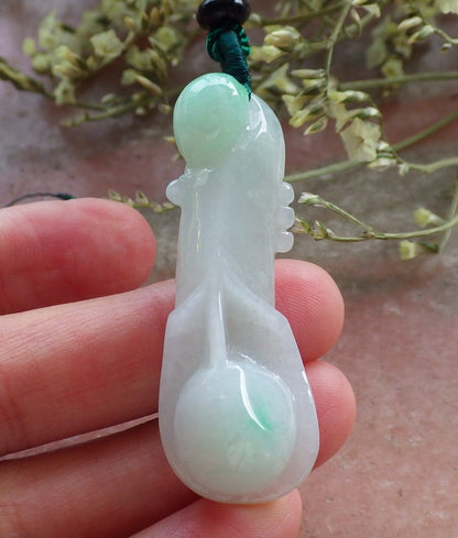 Certified Green 100% Natural Myanmar Burma A Jade Jadeite Rose Orchid Flower Pendant Necklace