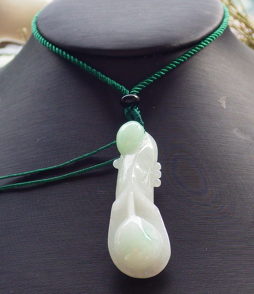 Certified Green 100% Natural Myanmar Burma A Jade Jadeite Rose Orchid Flower Pendant Necklace