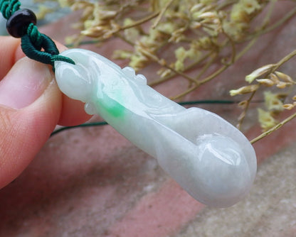 Certified Hand Carved Natural Myanmar Burma A Jade Jadeite Rose Orchid Flower Pendant Necklace