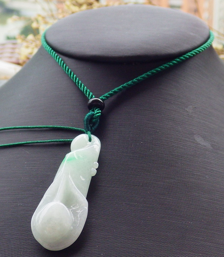 Certified Hand Carved Natural Myanmar Burma A Jade Jadeite Rose Orchid Flower Pendant Necklace