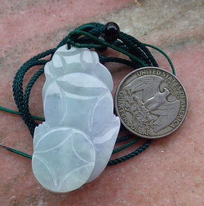 Certified Hand Carved Natural Green Lavender Myanmar Burma A Jade jadeite Mouse Rat Coin Pendant Necklace