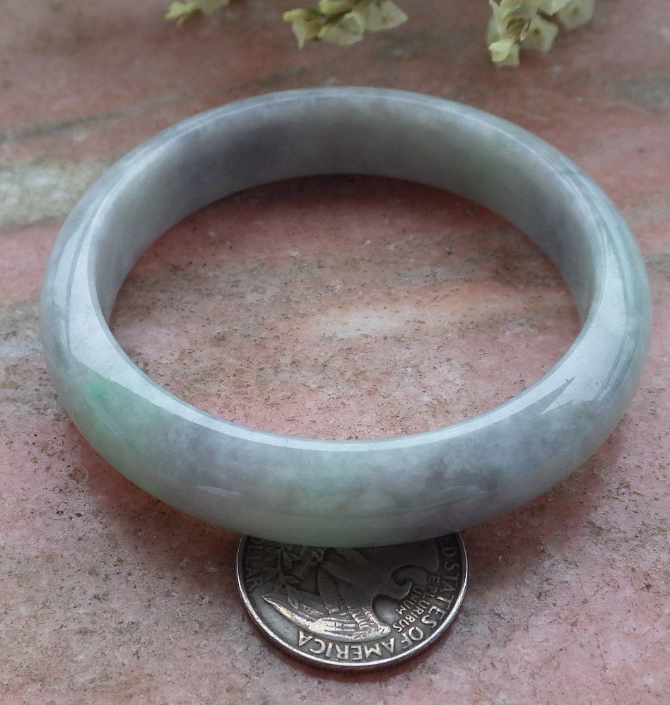 Certified Hand Carved Green Lavender Natural Myanmar Burma Grade A JADE Jadeite Circle Bangle Bracelet 57mm