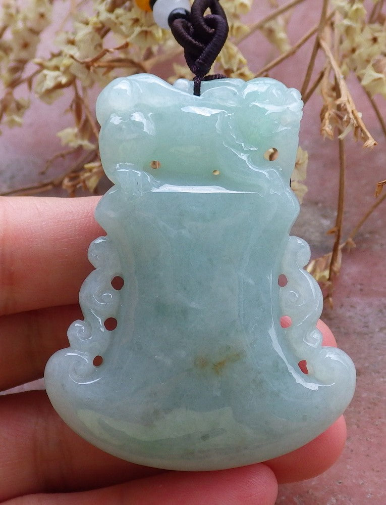 Certified Hand Carved Green Natural Myanmar Burma 100% A Jade jadeite Dragon Pi Xiu Axe Pendant Necklace