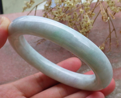 Certified Hand Carved Green Natural Myanmar Burma Grade A JADE Jadeite Circle Bangle Bracelet 57mm