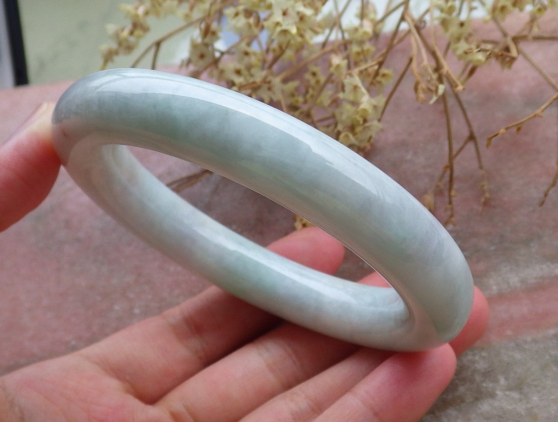 Certified Hand Carved Green Natural Myanmar Burma Grade A JADE Jadeite Circle Bangle Bracelet 57mm