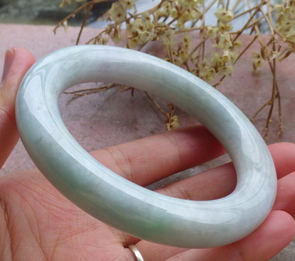 Certified Hand Carved Green Natural Myanmar Burma Grade A JADE Jadeite Circle Bangle Bracelet 57mm