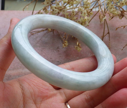 Certified Hand Carved Green Natural Myanmar Burma Grade A JADE Jadeite Circle Bangle Bracelet 57mm