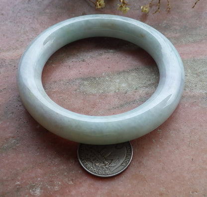 Certified Hand Carved Green Natural Myanmar Burma Grade A JADE Jadeite Circle Bangle Bracelet 57mm